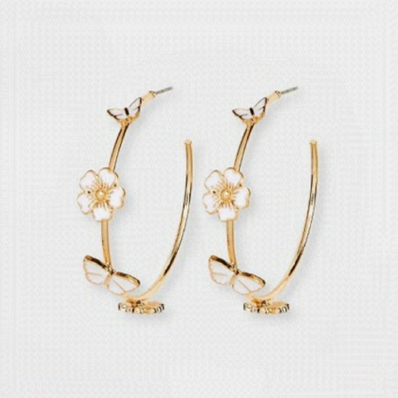 SUGARFIX by BaubleBar Butterfly/Flower Hoop Earrings - Picture 1 of 6